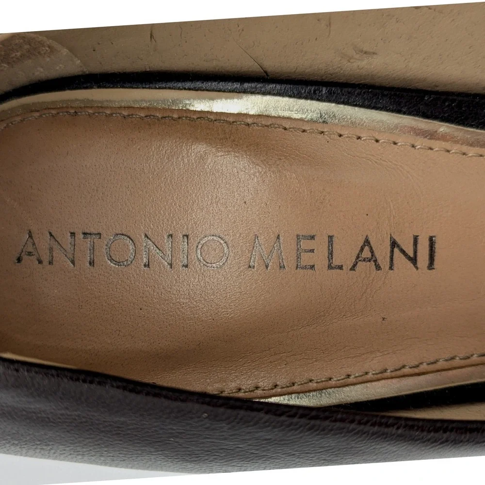 Antonio Melani Leather Platform Pumps 7 Chic Brownish Black Professional Classic